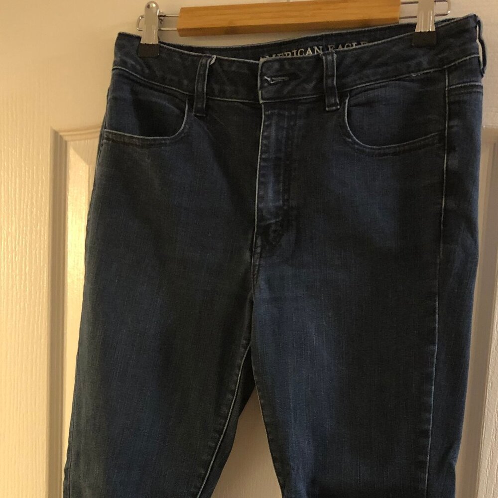 American Eagle Navy Dark Wash Jeans Skinny Stretch Size 8